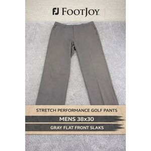 FootJoy Golf Pants Mens 38x30 Gray Stretch Performance Flat Front Slacks
